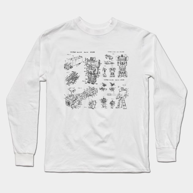 Tranformers With Optimus Prime, Autobot and Decepticon Patent Image Long Sleeve T-Shirt by MadebyDesign